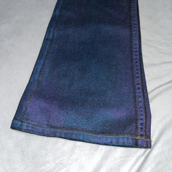 Deadstock Y2K LEI Low Waist Junior Sz 14 Multi Color Spray Painted Jeans Flare - Picture 2 of 16